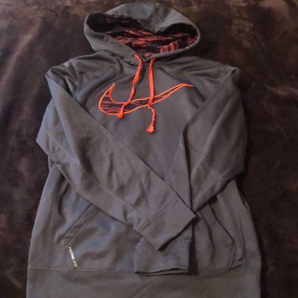 Nike hoodie gray and orange size Small
